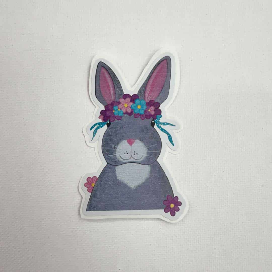 Spring Bunny Sticker - Flowers
