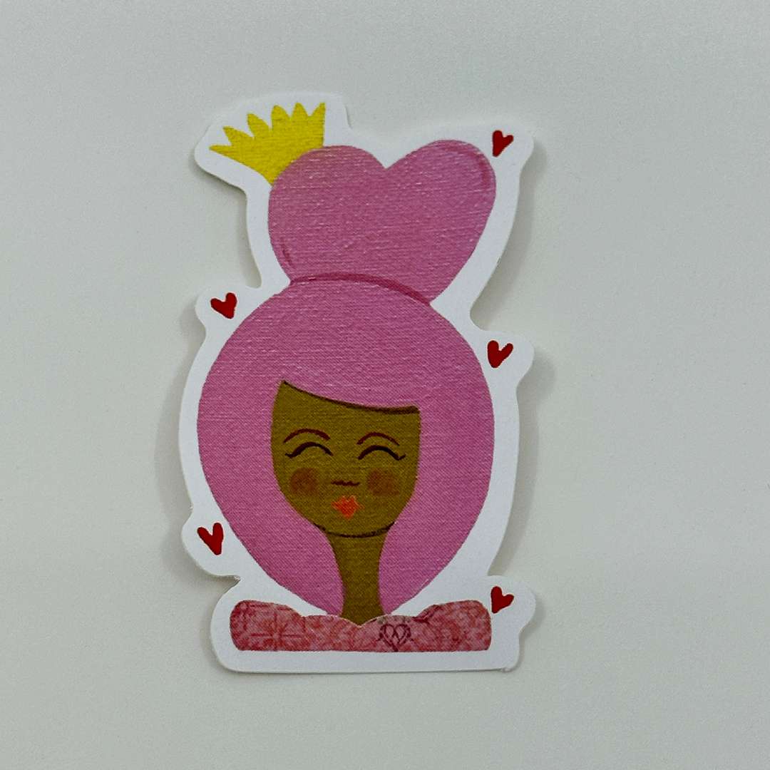 Wear a Crown - Pink Heart Hair Sticker